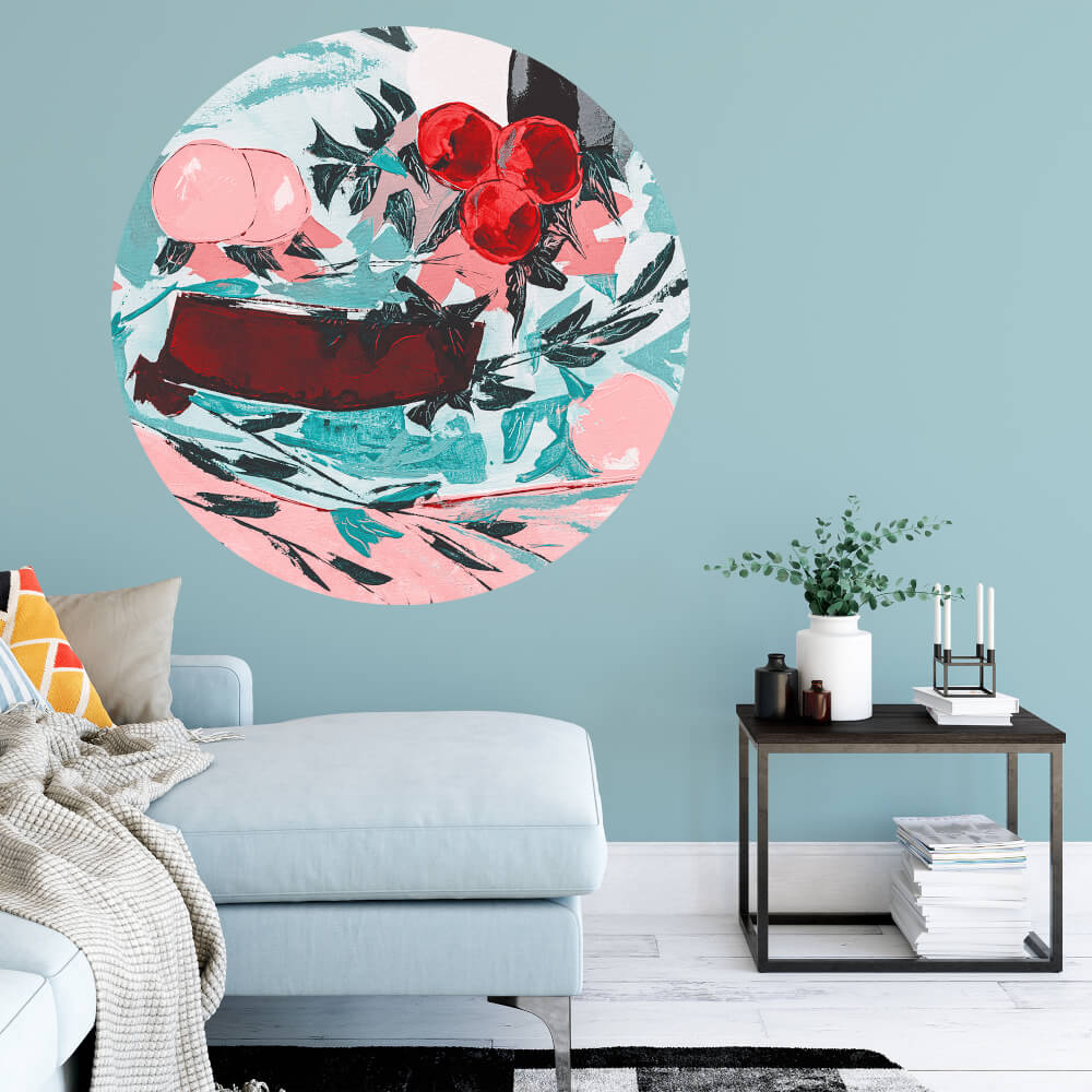 Coral wall sticker - Turquoise-pink painting