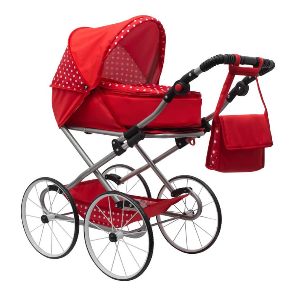 Baby Retro babakocsi babáknak 2in1 Magdalena piros pöttyös babakocsi