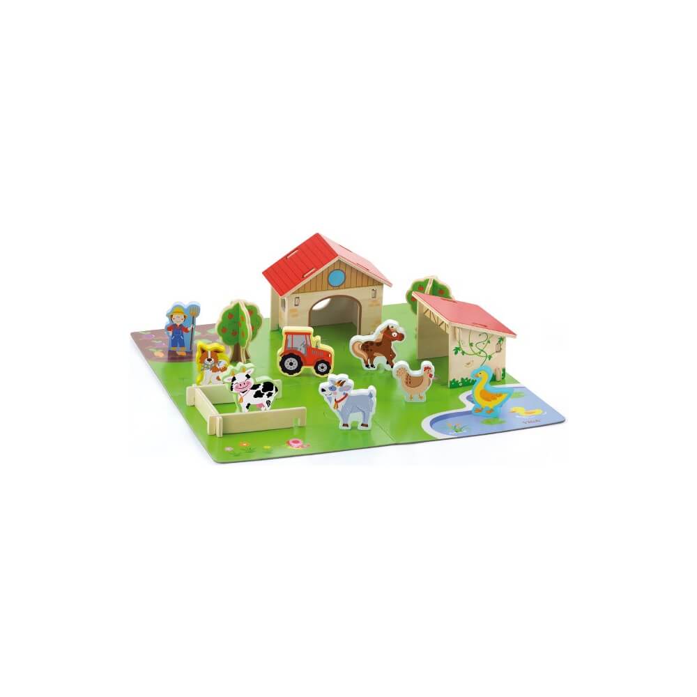 Gyermekek fából készült 3D puzzle Farm
