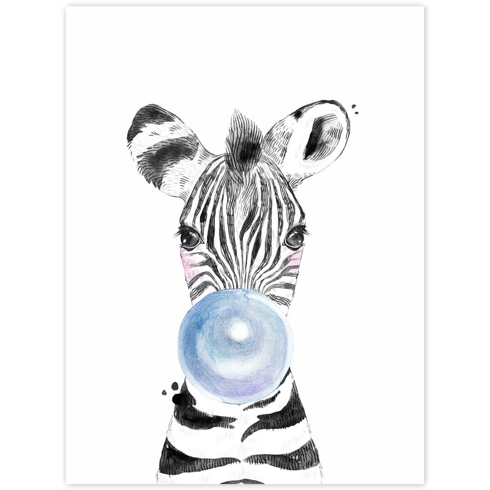 Képek falra - Zebra kék buborékkal